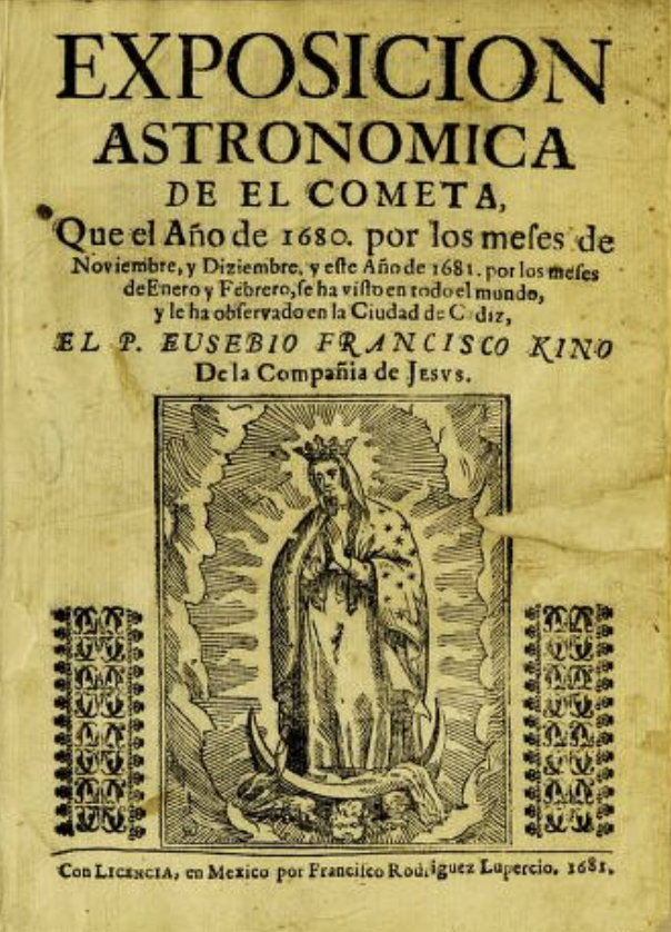 copertina dello studio astronomico della grande cometa del 1680 scritta da padre kino